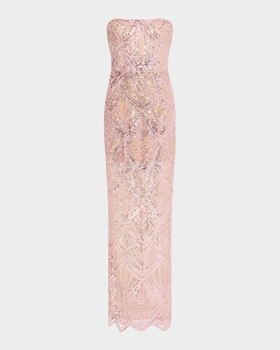 Giselle Strapless Bead & Sequin Column Gown